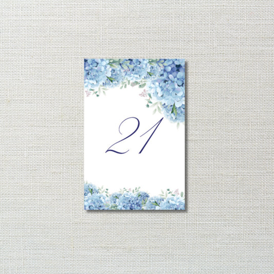 Blue Hydrangea Table Numbers, 4 x 6 Table Numbers