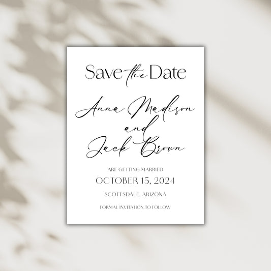 Classic Save The Date Cards for Weddings, Modern Save The Date Cards with Envelopes, 4.25 x 5.5