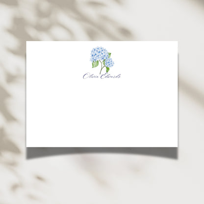 Personalized Watercolor Hydrangea Stationery