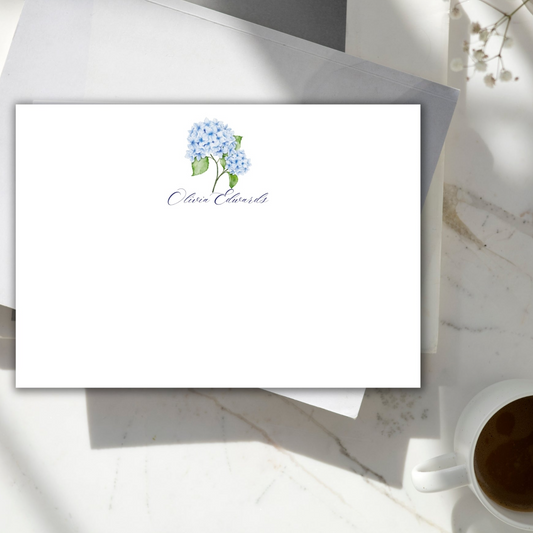 Personalized Watercolor Hydrangea Stationery