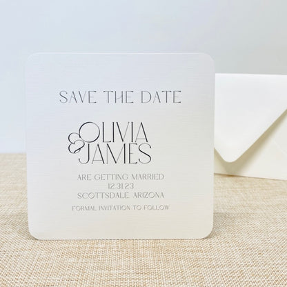 Black and White Save The Date Cards for Weddings, Square Save The Date Cards with Envelopes