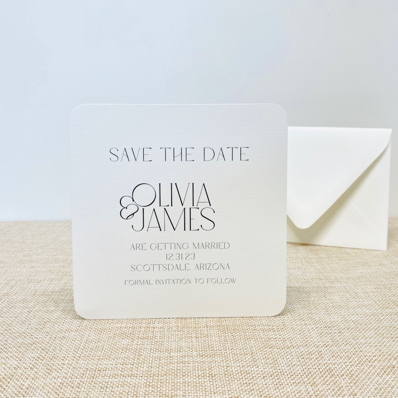 Black and White Save The Date Cards for Weddings, Square Save The Date Cards with Envelopes