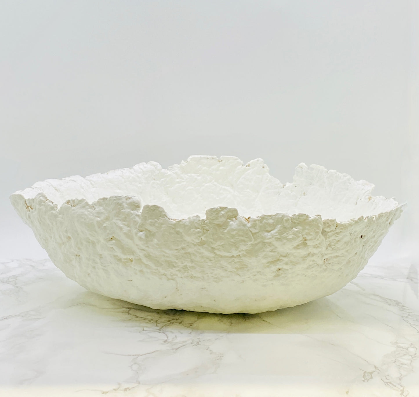 Handmade Paper Mache Bowl – White Decorative Bowl for Modern Rustic Home Décor