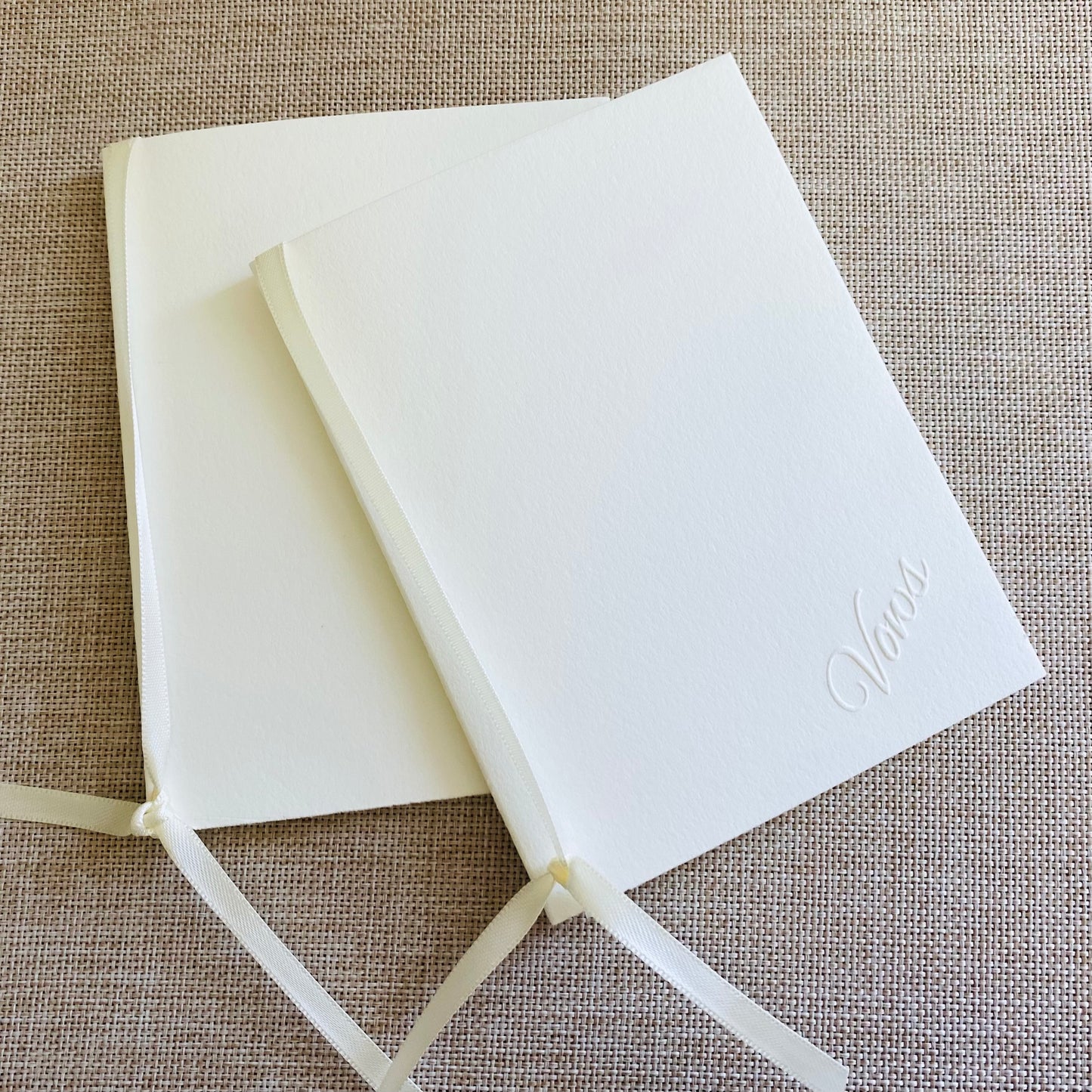 Ivory Wedding Vow Books Set of 2 – Embossed Vows – Minimalist Ceremony Keepsake – Neutral Elegant Vow Journals