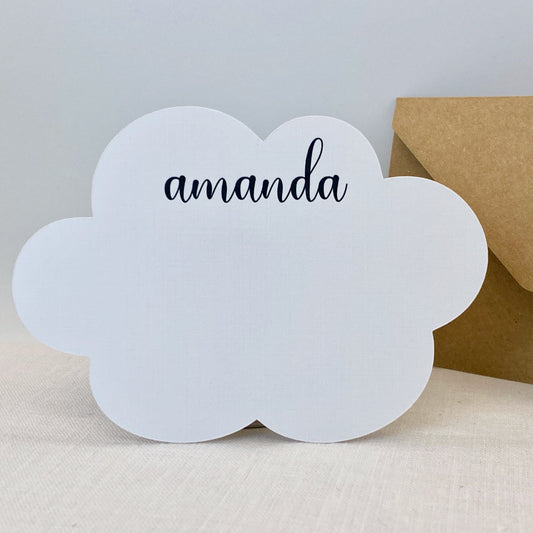 Cloud Shaped Note Cards, Personalized Note Cards, Set of 10
