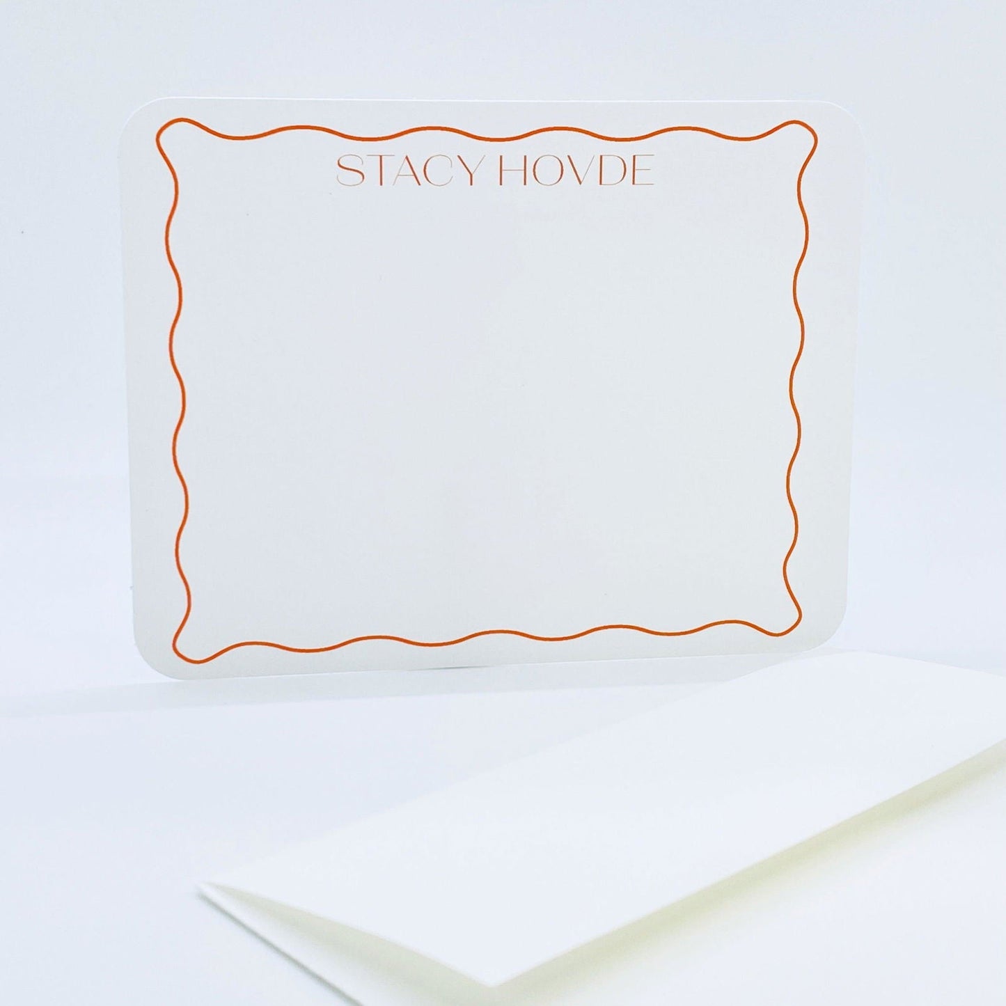 Orange Wavy Border Personalized Note Cards, Set of 20 - Gallery360 Designs - #tag1# - - Orange Wavy Border Personalized Note Cards, Set of 20 - - #tag1#