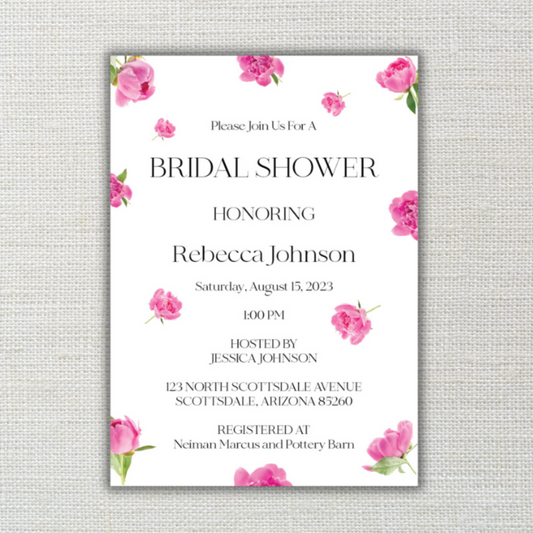 Pink Peonies Invitations for Weddings, Showers, and Celebrations