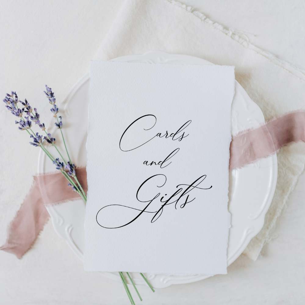 Cards and Gifts Wedding Sign, Gift Table Sign, Deckle Edge Cards and Gifts Wedding Sign, 5 x 7