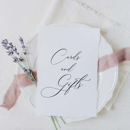 Cards and Gifts Wedding Sign, Gift Table Sign, Deckle Edge Cards and Gifts Wedding Sign, 5 x 7