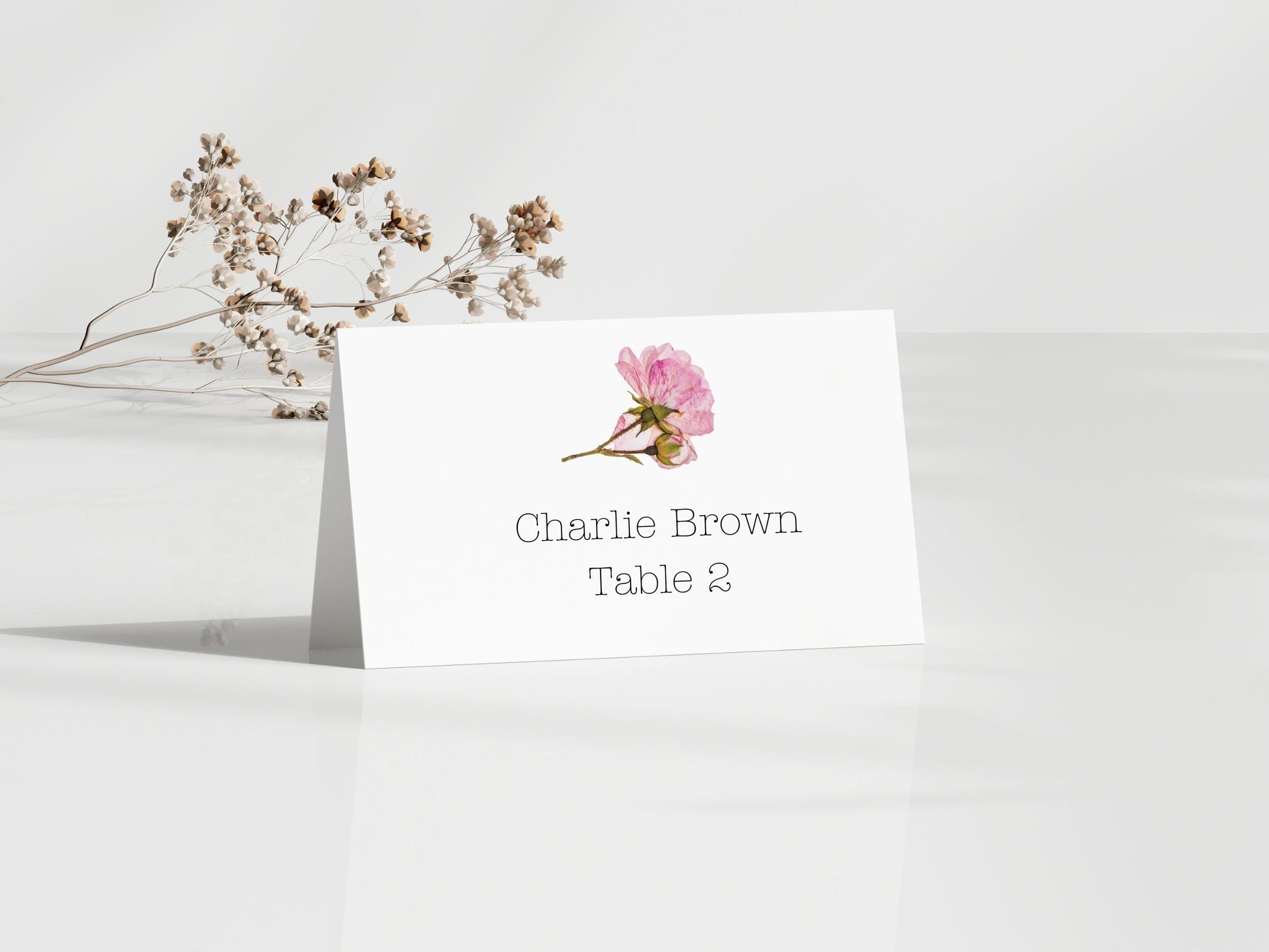 Pressed flower place cards