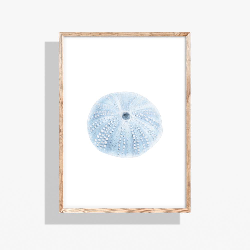Blue Watercolor Sea Urchin Printable Wall Art – Coastal Digital Download (16x20)