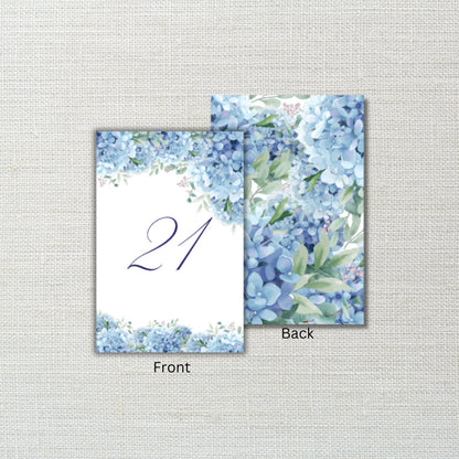 Blue Hydrangea Table Numbers, 4 x 6 Table Numbers