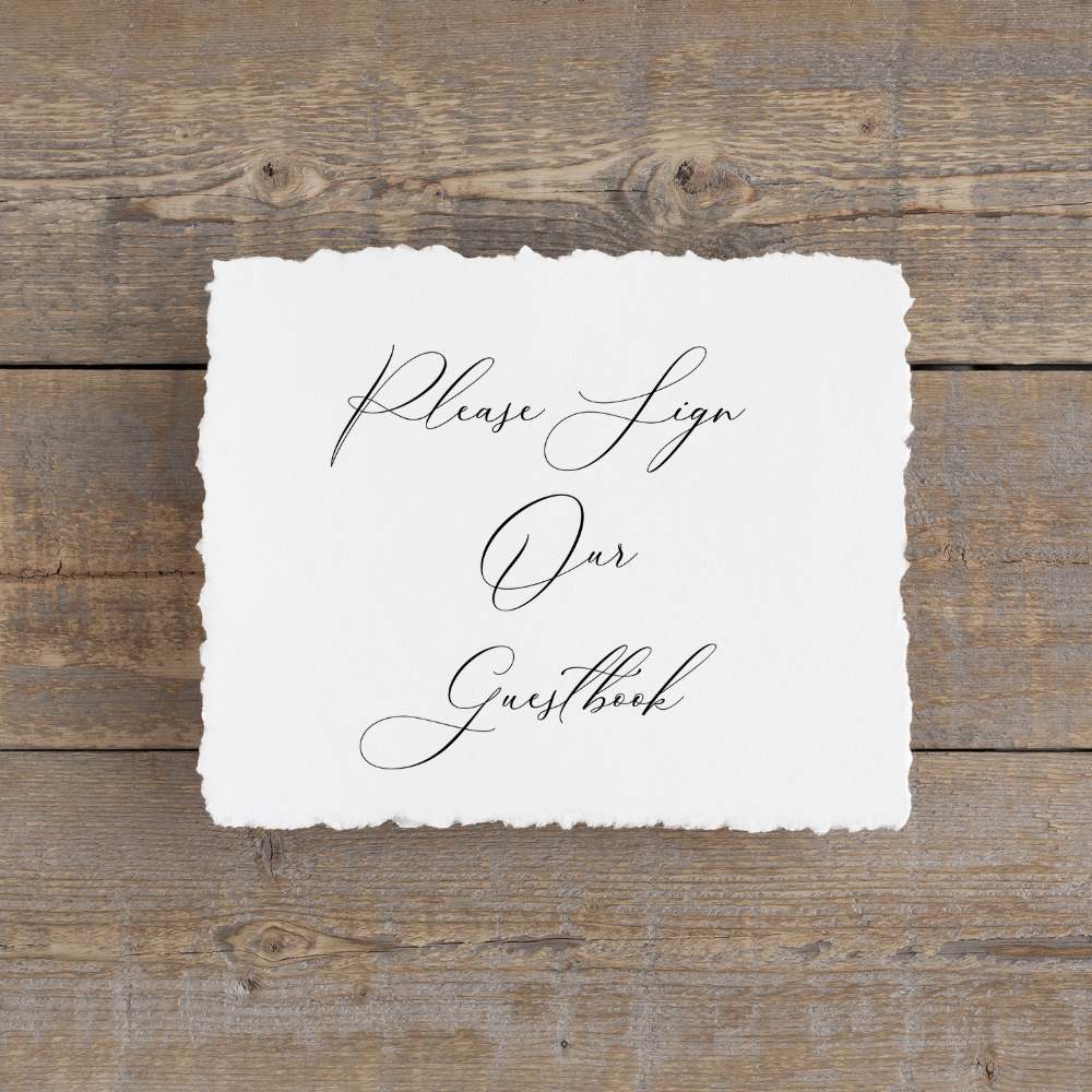 Guestbook Wedding Sign, Guestbook Table Sign, Deckle Edge Guestbook Wedding Sign, 5 x 7