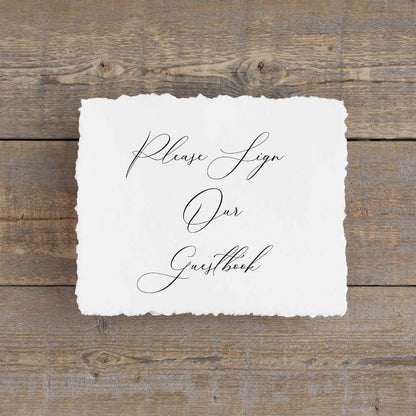 Guestbook Wedding Sign, Guestbook Table Sign, Deckle Edge Guestbook Wedding Sign, 5 x 7
