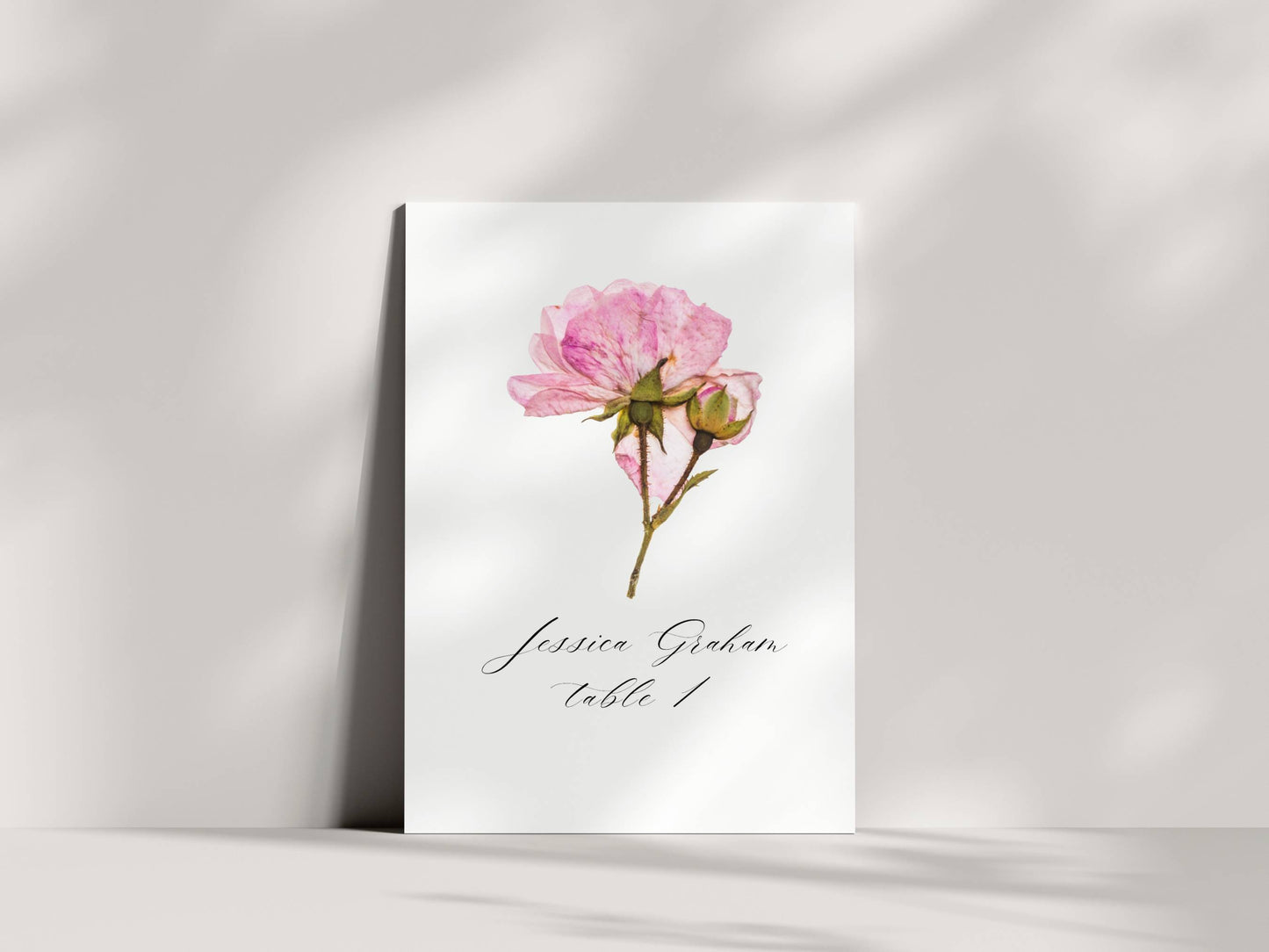 Place Cards with Pressed Flower Illustrations for Weddings, Showers, and Dinner Parties (Set of 25)
