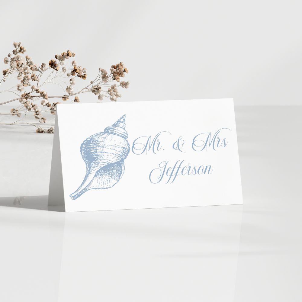 Dusty Blue Shell Place Cards Gallery360 Designs