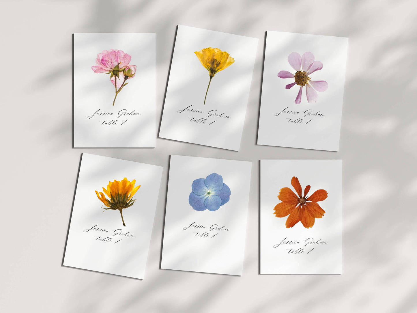 Pressed Floral Place Cards with Free Guest Name Printing - place cards - Gallery360 Designs