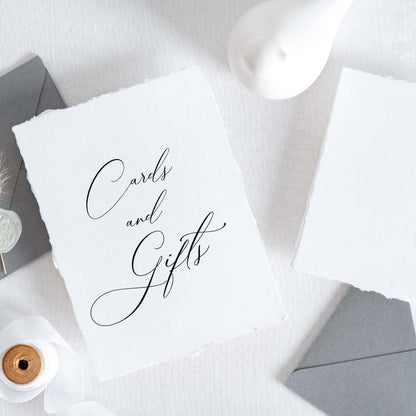 Cards and Gifts Wedding Sign, Gift Table Sign, Deckle Edge Cards and Gifts Wedding Sign, 5 x 7