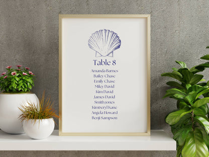 Beach Wedding Seating Charts for Weddings, Showers, Parties, and Events 5 x 7 Seating Chart