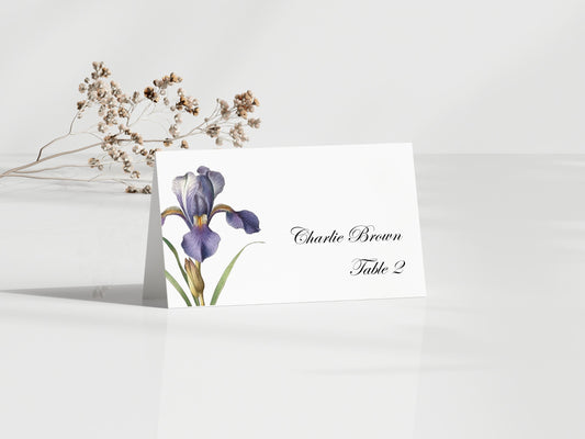 Purple Floral Place Cards for Weddings, Showers, and Dinner Parties, Set of 25
