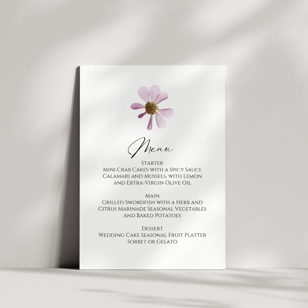 Boho Floral Wedding Menu Card - 5" x 7" Gallery360 Designs