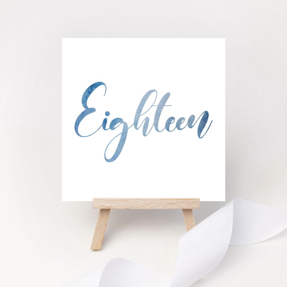 Blue Watercolor Table Numbers