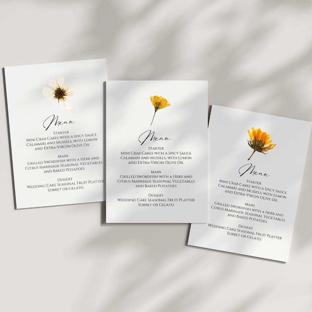 Boho Floral Wedding Menu Card - 5" x 7" Gallery360 Designs