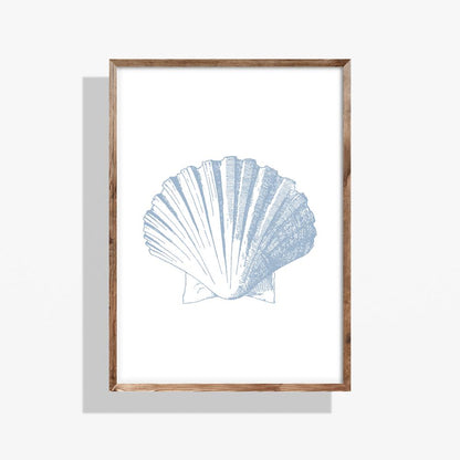 Coastal Seashell Wall Art Set,  Digital Prints, Nautical Shell Decor, Beach House Printable, Set of 3,  Instant Download, Dusty Blue, 16x20
