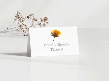 Pressed flower place cards