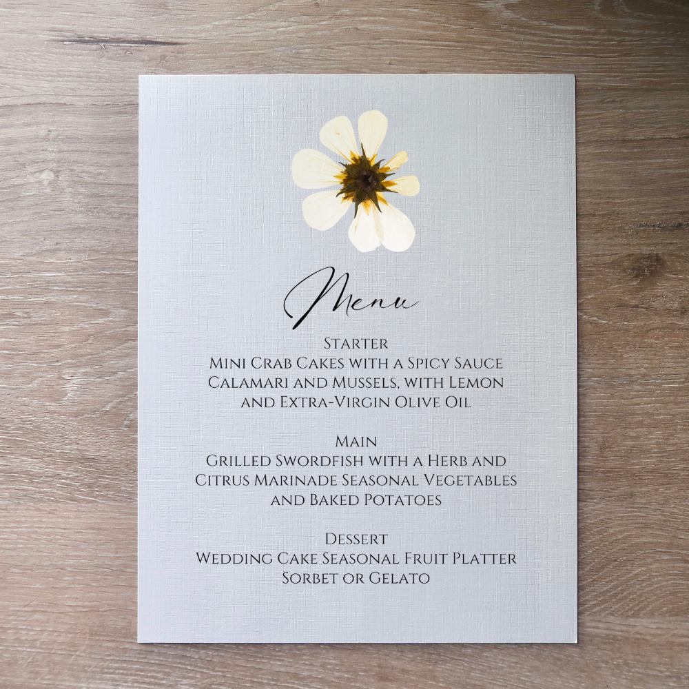 Boho Floral Wedding Menu Card - 5" x 7" Gallery360 Designs