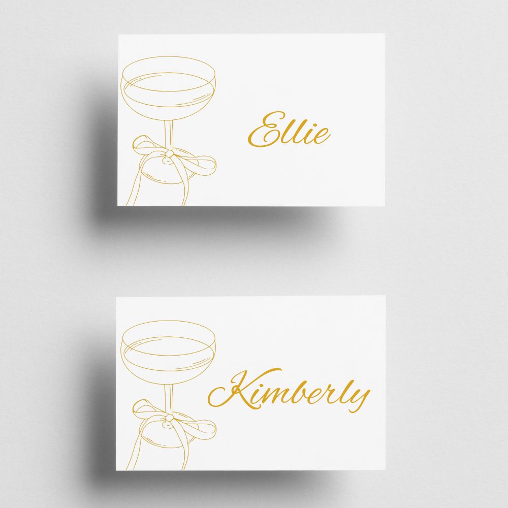 Champagne Glass with ribbon - Mini Note Cards, Place Cards, Pack of 30 Gallery360 Designs