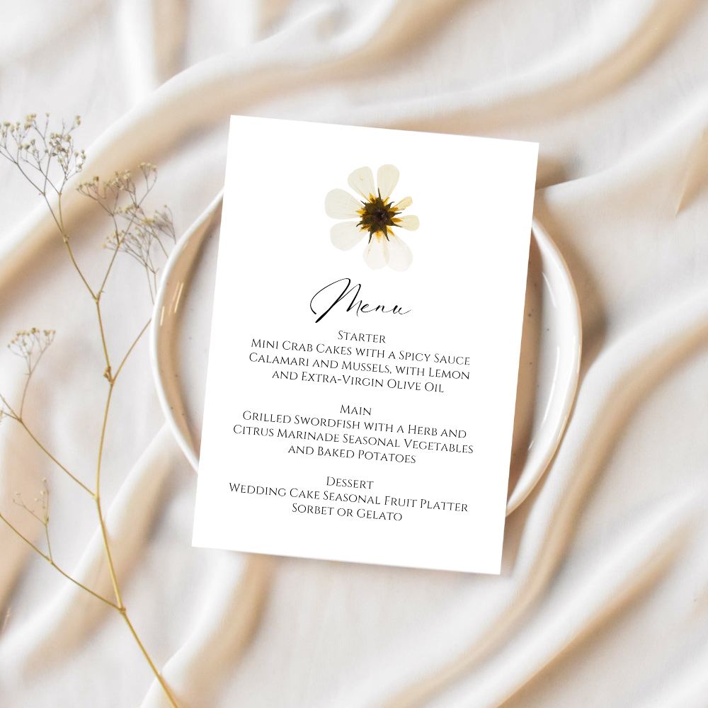 Boho Floral Wedding Menu Card - 5" x 7" Gallery360 Designs