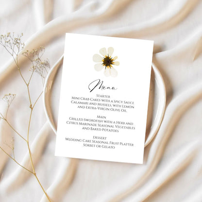 Boho Floral Wedding Menu Card - 5" x 7" Gallery360 Designs
