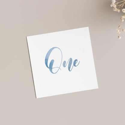 Blue Watercolor Table Numbers - Gallery360 Designs