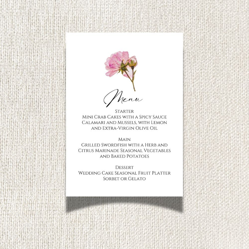 Boho Floral Wedding Menu Card - 5" x 7" Gallery360 Designs