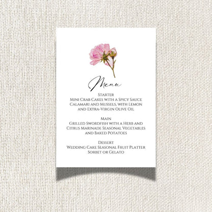 Boho Floral Wedding Menu Card - 5" x 7" Gallery360 Designs