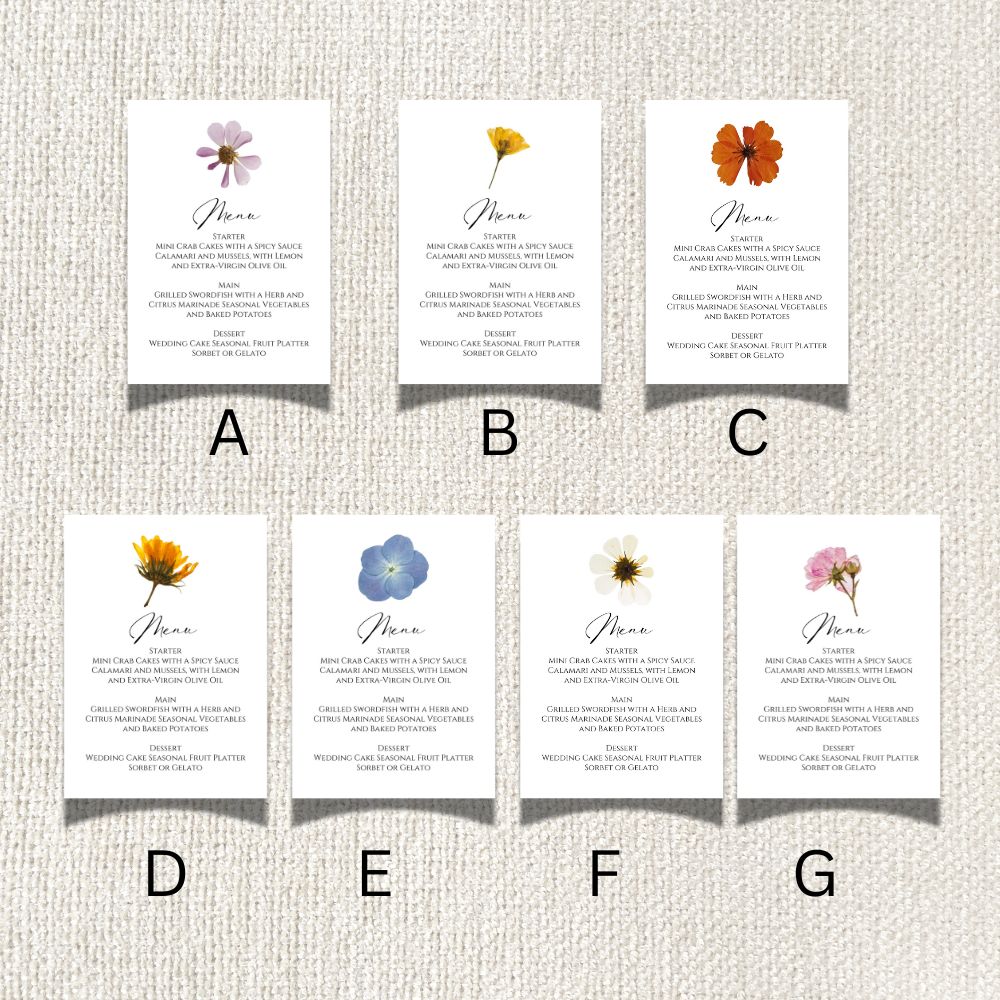 Boho Floral Wedding Menu Card - 5" x 7" Gallery360 Designs