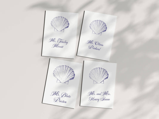 Seashell Place Cards for Beach Weddings, Parties, and Events