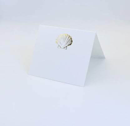 Square Gold Foil Seashell Place Card