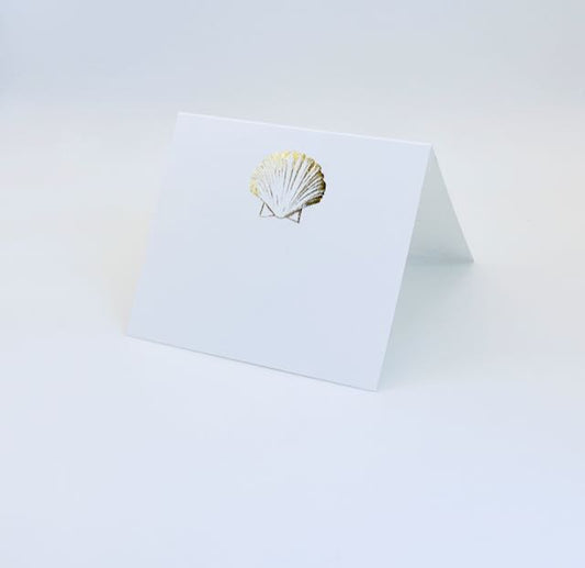 Square Gold Foil Seashell Place Card