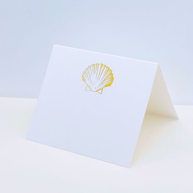 Square Gold Foil Seashell Place Card