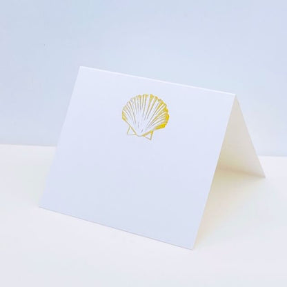 Square Gold Foil Seashell Place Card