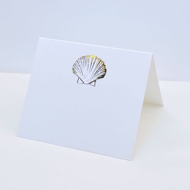 Square Gold Foil Seashell Place Card