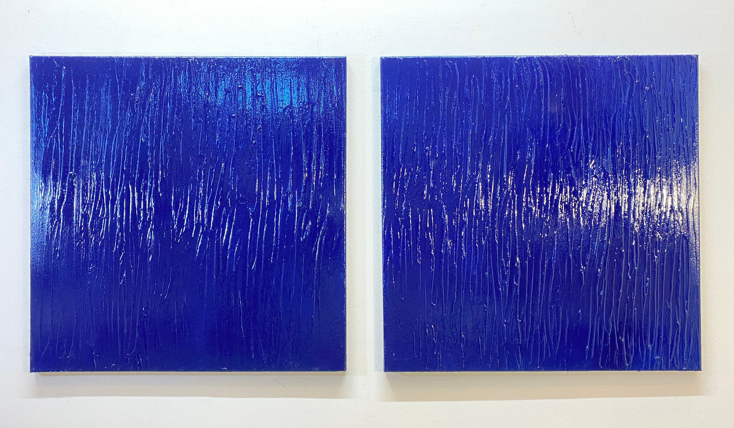 Blue Study No. 2 and 3, Monochromatic Blue Paintings, Diyptych