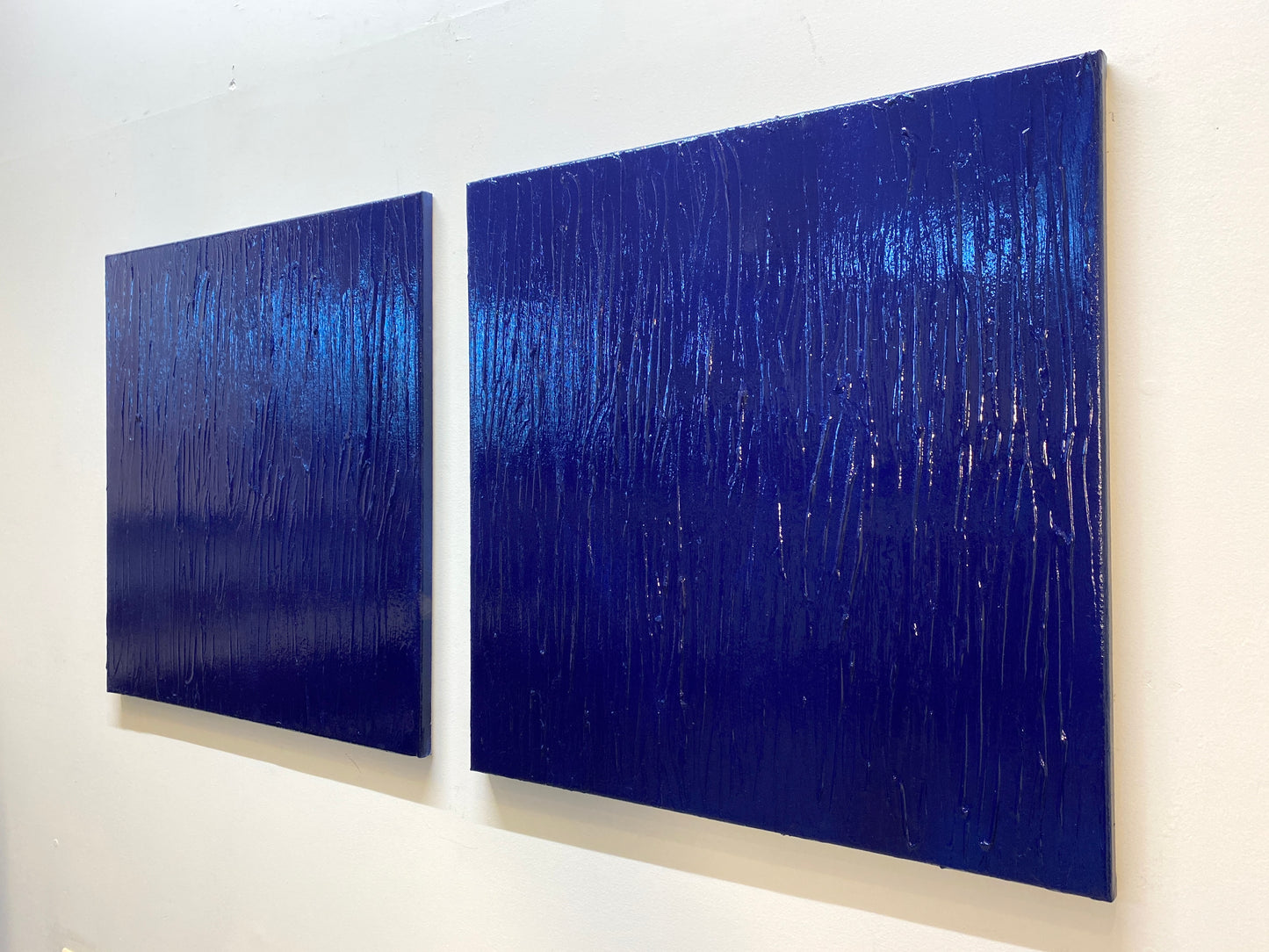 Blue Study No. 2 and 3, Monochromatic Blue Paintings, Diyptych