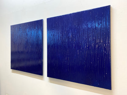 Blue Study No. 2 and 3, Monochromatic Blue Paintings, Diyptych
