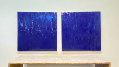 Blue Study No. 2 and 3, Monochromatic Blue Paintings, Diyptych