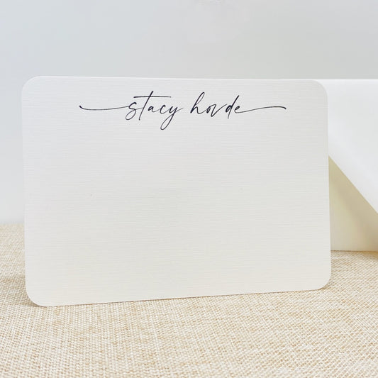 Personalized Stationery Set, Calligraphy Script Note Cards, Set of 20