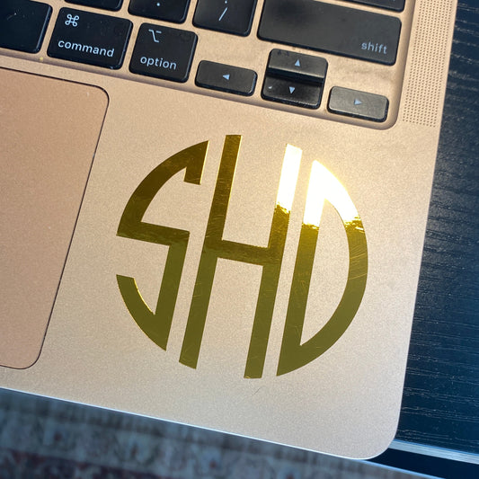 Gold Monogram Decal for Car, Laptop, and Phone