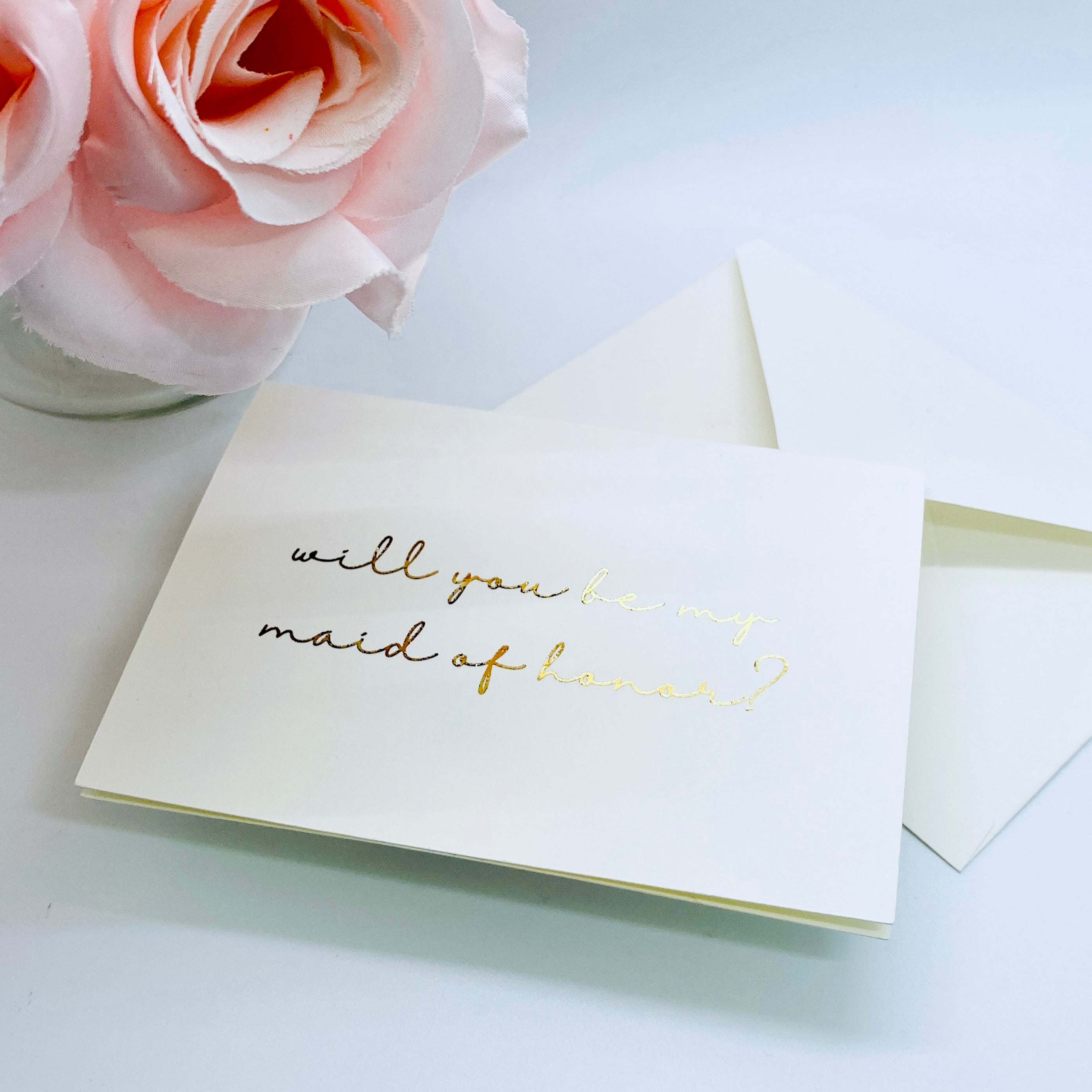 Will You Be My Maid of Honor Proposal Card, Gold Foil